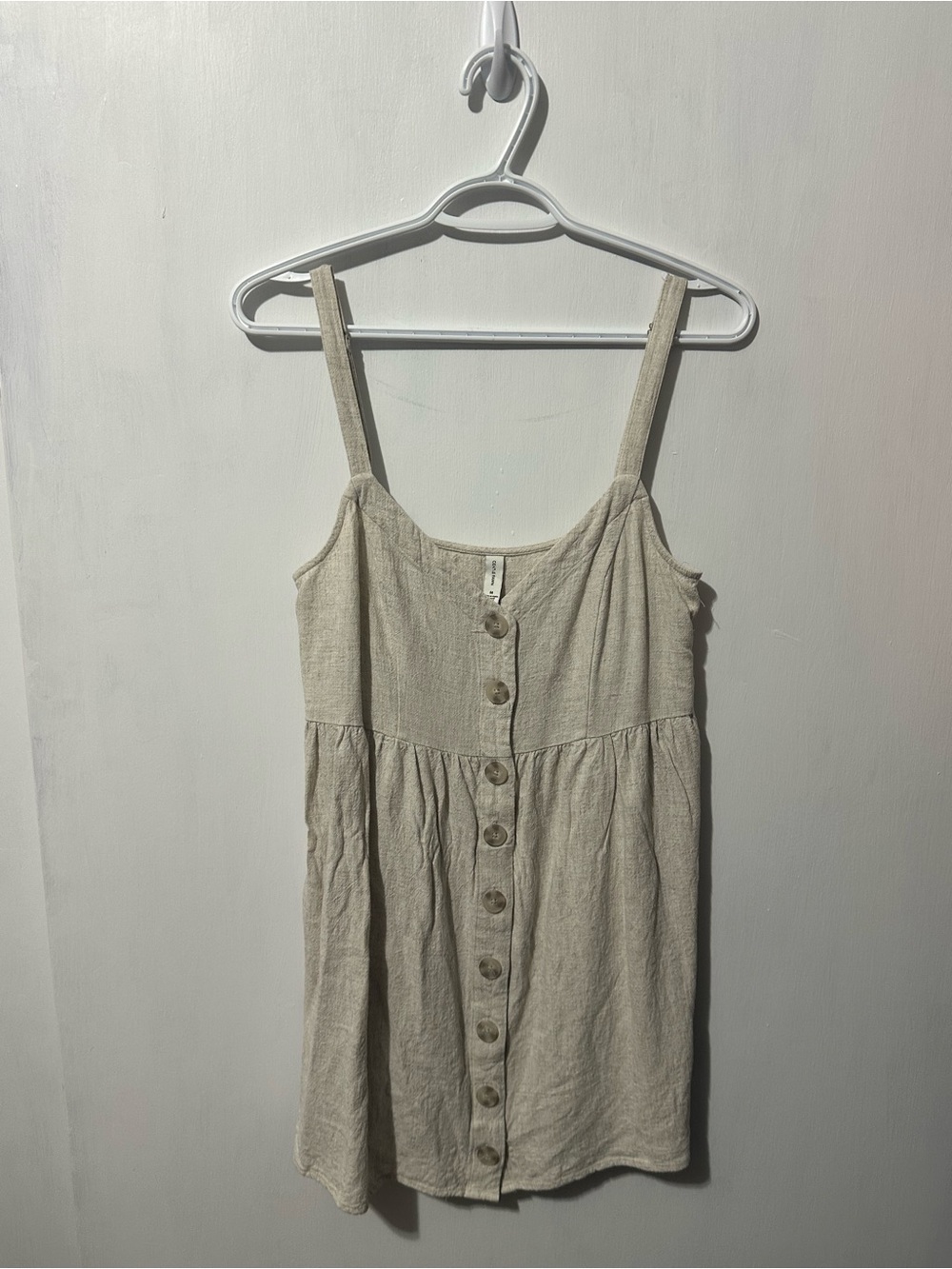 Gentle Fawn Button-Front Linen Blend Mini Dress Beige linen blend medium